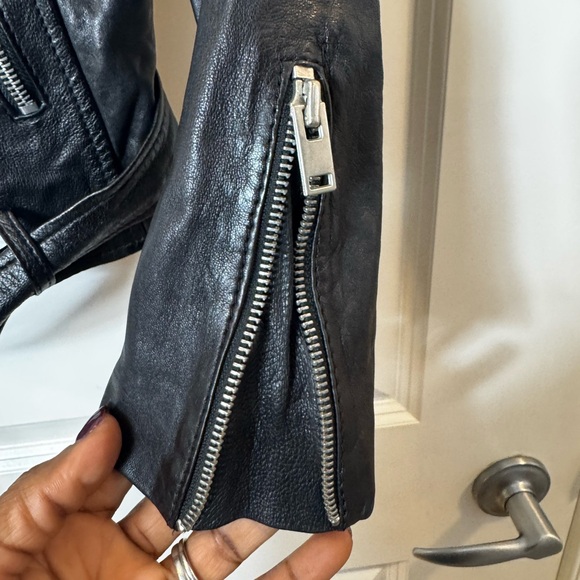 Black 100% Sheep Leather Moto/Biker Jacket - Picture 6 of 11